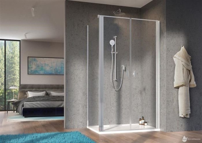 10034100-01-01 + 10040100-01-01 Душевая кабина квадратная 100х100 см, стекло прозрачное, профиль хром + отдельно поддон SDRC1010-05