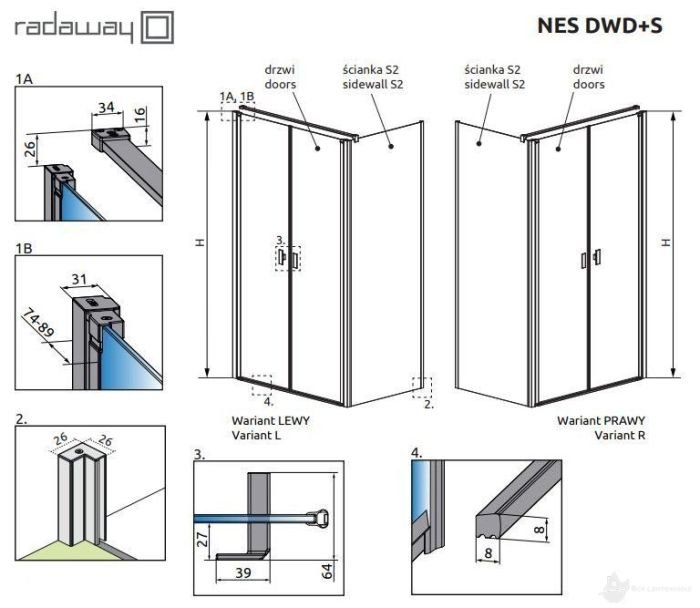 10034100-01-01 + 10040100-01-01 Душевая кабина квадратная 100х100 см, стекло прозрачное, профиль хром + отдельно поддон SDRC1010-05