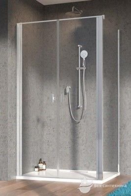 10034100-01-01 + 10040100-01-01 Душевая кабина квадратная 100х100 см, стекло прозрачное, профиль хром + отдельно поддон SDRC1010-05