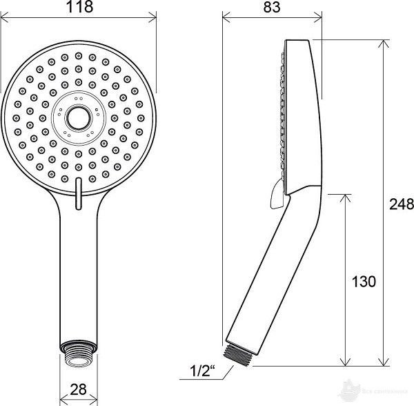 X07P009 Лейка ручного душа - 3 режима, хром