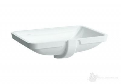 1196.3 Pro S Раковина 55*38 см встраиваемая снизу с креплением, с глазурованной наружной поверхностью