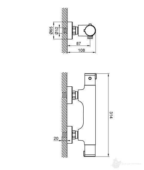 67010TJW3 Smart Line Термостат для душа, с защитой от ожогов