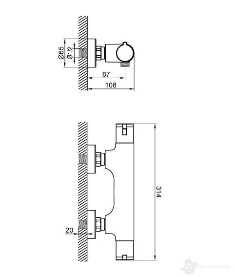 67010TJW4 Ecotherm Термостат для душа, с защитой от ожогов