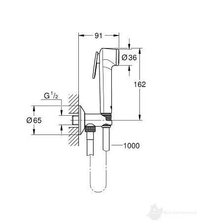 26358000 Tempesta-F 27512001 Trigger Spray 30 Душевой набор с угловым вентилем, 26334000 шланг усиленное исполнение 1,00 м Anti-Twist, хром