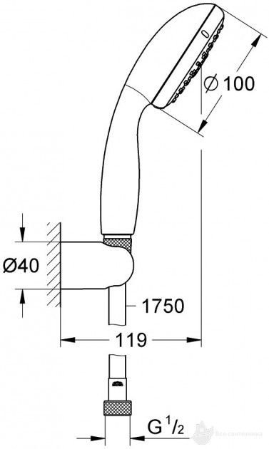 Душовий набір 3в1 Grohe New Tempesta 100, шланг-175 см, Хром (27849001)
