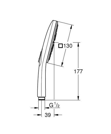 Ручний душ Grohe Rainshower Smartactive Cube 130, квадратний 3 види струменю, Хром [26582000]