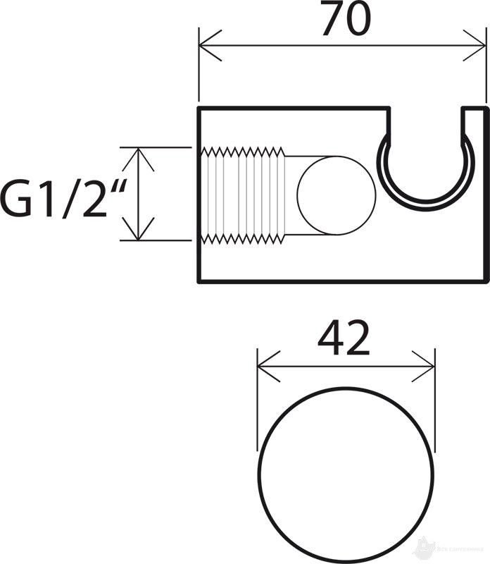 X07P206 Держатель для душа латунный с выводом воды, хром