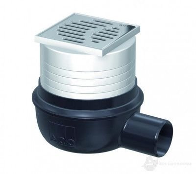 Easy Flow Трап 100*100 мм с горизонтальным выпуском 50 мм, пропускная способность - 60 л/м, решетка из нержавеющей стали (2505.05.77)