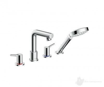 72418000 Talis S Смеситель на край ванны, на 4 отверстия, скрытая часть 13444180 отдельно, хром