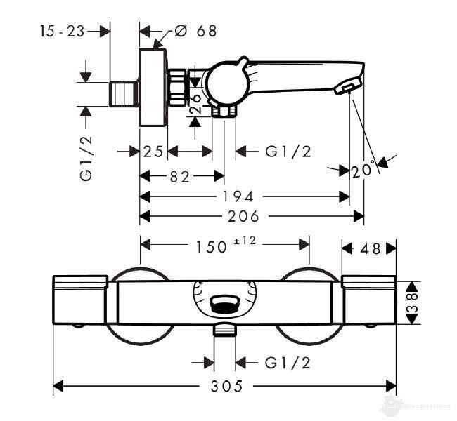 15348000 Versostat2 Термостат для ванны, хром