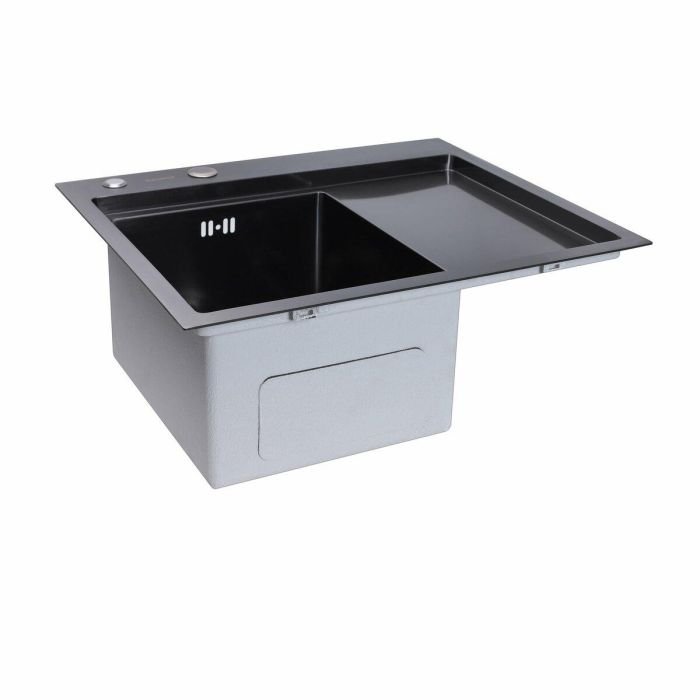 Кухонная мойка PLATINUM HANDMADE 580Х480Х220 L чорна (толщина 3,0/1,5 мм корзина и дозатор в комплекте))