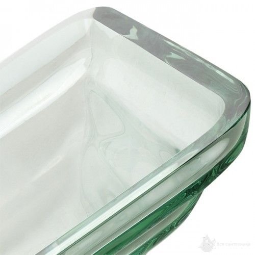 Стеклянная чаша, 457*457 мм, Высота 152 мм, Толщина стекла - 19 мм + Сливной клапан, цвет на выбор, GVS-930-19mm