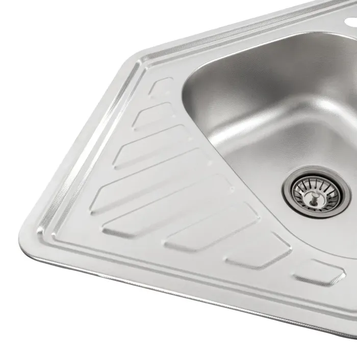 Кухонна мийка з нержавіючої сталі PLATINUM 9550d декор, 0,8/180 мм, Хром (000000639)