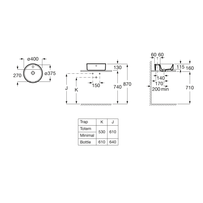 Умывальник на столешницу с полочкой Roca Alter 40 см, Белый (A3270MK000)