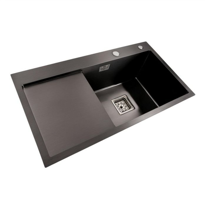 Кухонная мойка Platinum Handmade PVD 780х430х220 R из нержавеющей стали 3 мм, Квадратный сифон, Прямоугольная