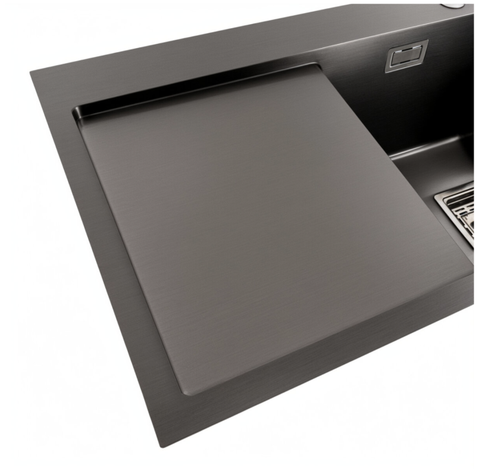 Кухонная мойка Platinum Handmade PVD 780х430х220 R из нержавеющей стали 3 мм, Квадратный сифон, Прямоугольная