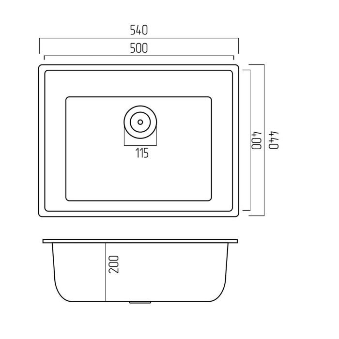Гранітна мийка для кухні Platinum 5444 OASIS матова Графіт
