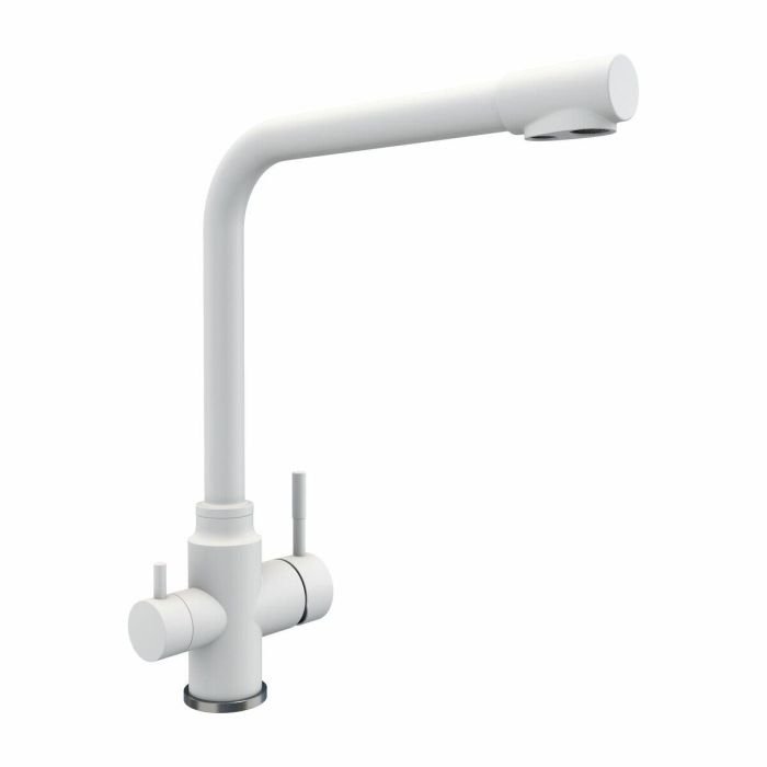 Смеситель под фильтр Platinum KT 8201 (8626) поворотный, двухрычажный из нержавеющей стали, Белоснежный