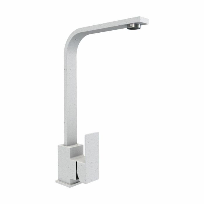 Смеситель кухонный Platinum 179 NES (3007) поворотный, однорычажный из нержавеющей стали, Белый в точку