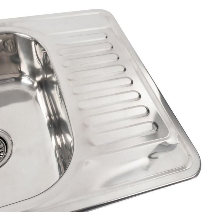 Кухонная мойка Рlatinum 5848 из нержавеющей стали 0,8 мм, 58x48 см, Прямоугольная, Полированая (SP000006628)