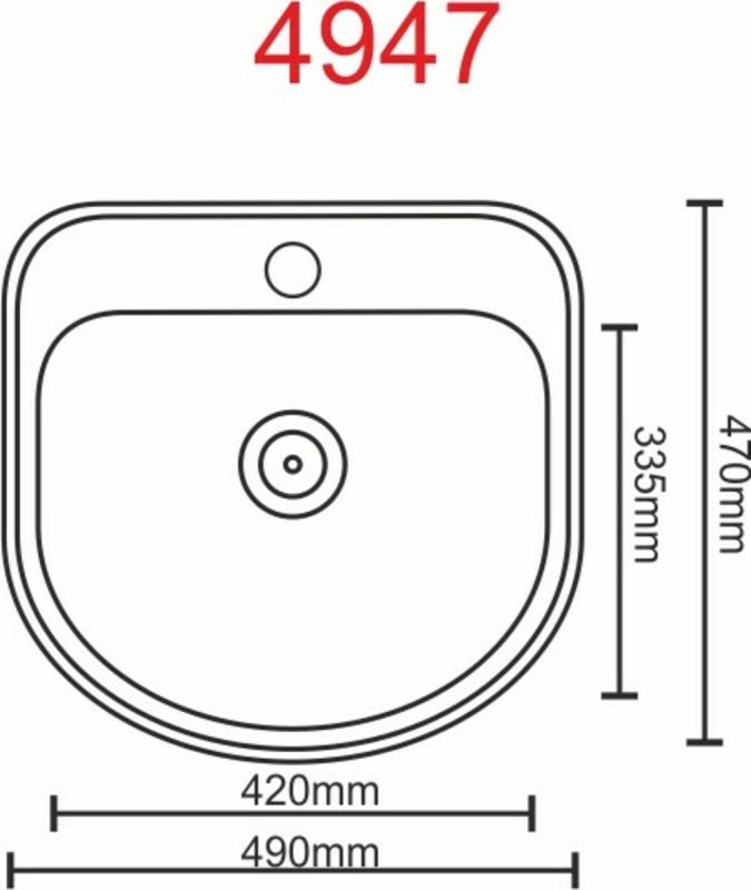Кухонная мойка Рlatinum ДЕКОР 4947 из нержавеющей стали 0,8 мм, 49x47 см, Овальная (SP000000276)