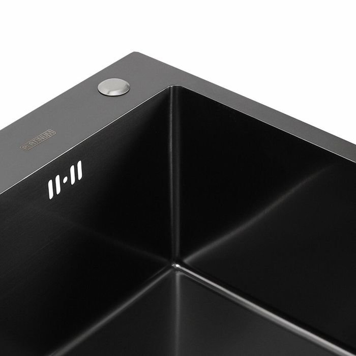 Кухонная мойка Platinum Handmade PVD 600х450х220 из нержавеющей стали 3,0 мм, 60x45 см, Прямоугольная, Черная