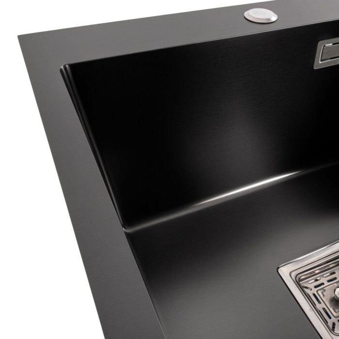 Кухонная мойка Platinum Handmade PVD HSBB 500x500x220 из нержавеющей стали, Прямоугольная, Черная