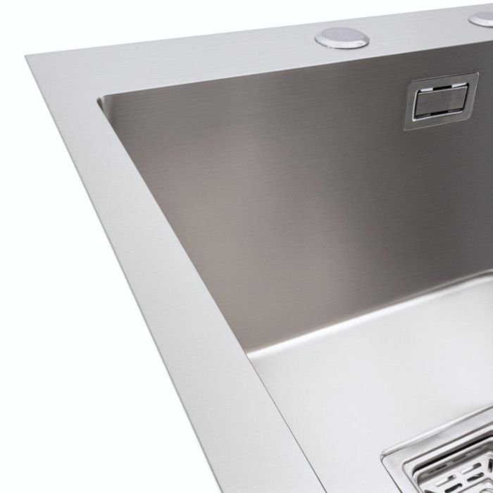 Кухонная мойка Platinum Handmade HSBB PVD из нержавеющей стали 3.0 мм, 40x50x23 см, Квадратный сифон, Серая