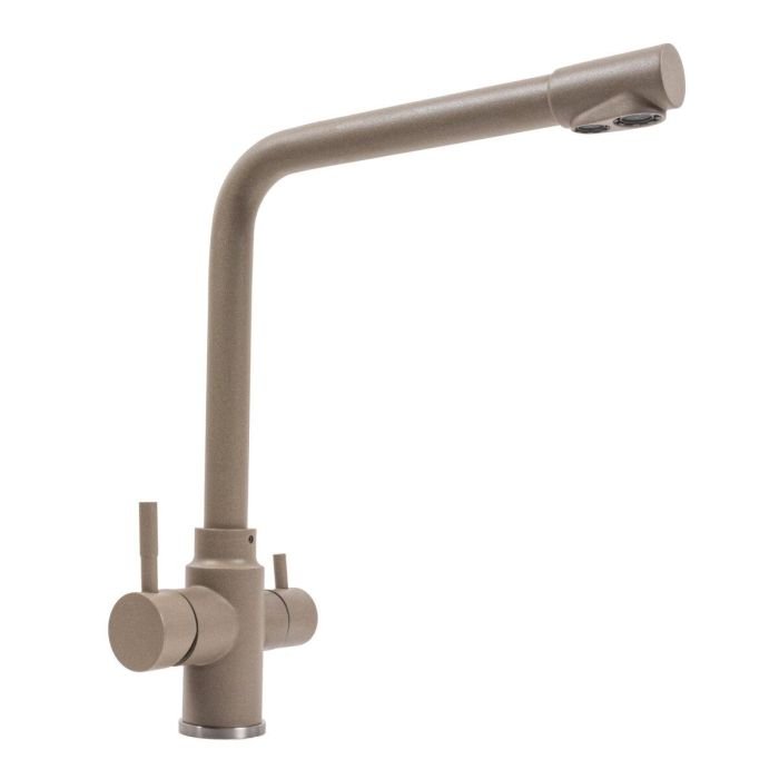 Смеситель под фильтр Platinum KT 8201 (8626) поворотный, двухрычажный из нержавеющей стали, Титан