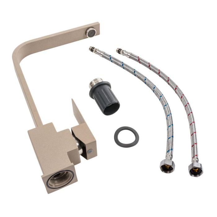 Смеситель кухонный Platinum 179 NES (3007) поворотный, однорычажный из нержавеющей стали, Титан (SP000040938)