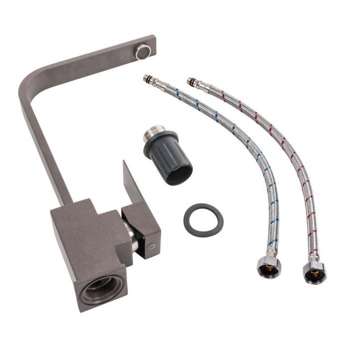 Смеситель кухонный Platinum 179 NES (3007) поворотный, однорычажный из нержавеющей стали, Гренадин