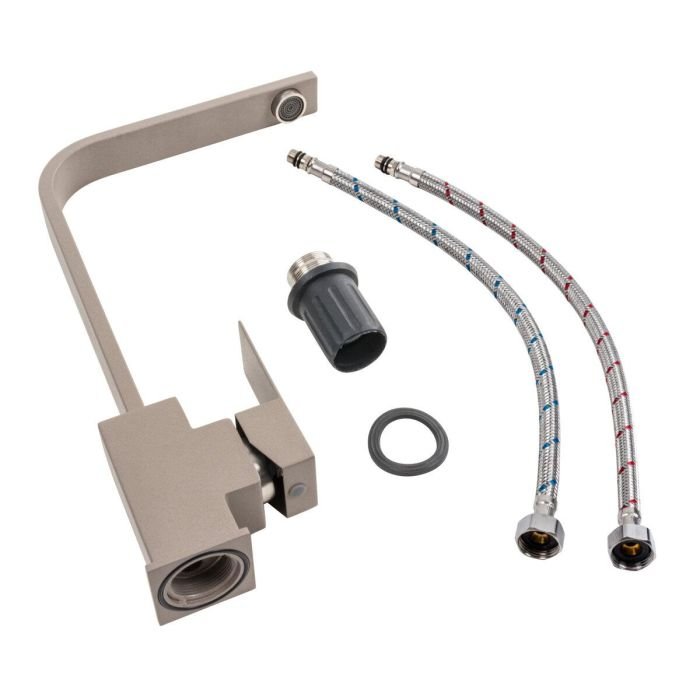 Смеситель кухонный Platinum 179 NES (3007) поворотный, однорычажный из нержавеющей стали, Дюна (SP000041061)