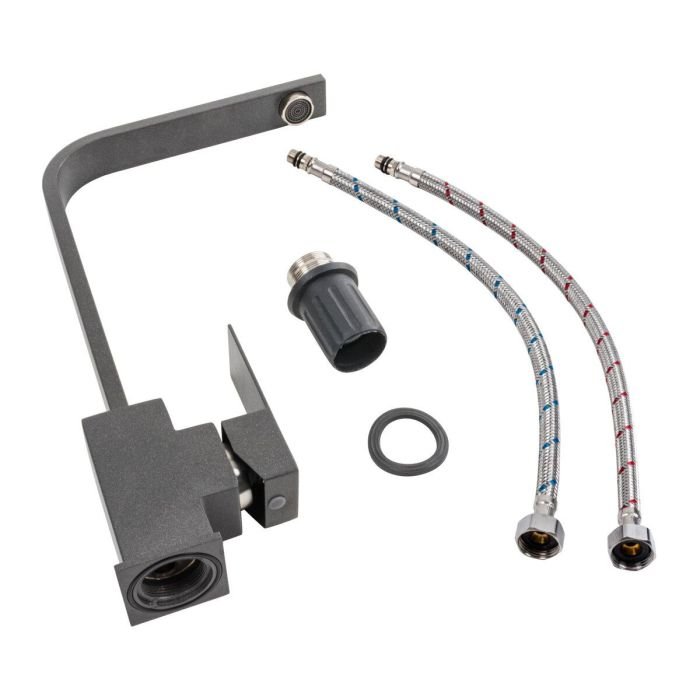 Смеситель кухонный Platinum 179 NES (3007) поворотный, однорычажный из нержавеющей стали, Морион (SP000041063)