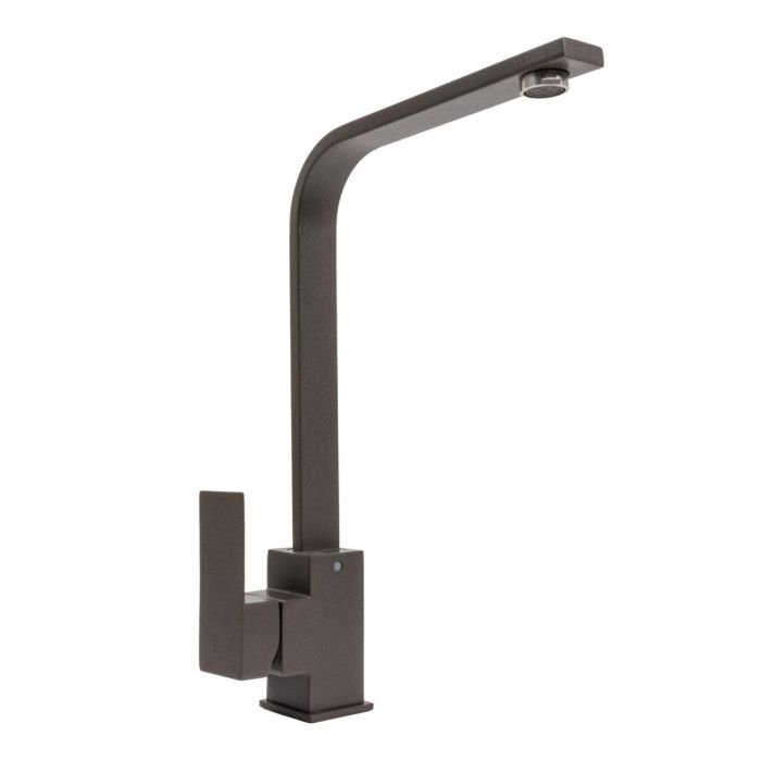 Смеситель кухонный Platinum 179 NES (3007) поворотный, однорычажный из нержавеющей стали, Темная скала