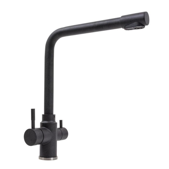 Смеситель под фильтр Platinum KT 8201 (8626) поворотный, двухрычажный из нержавеющей стали, Карбон