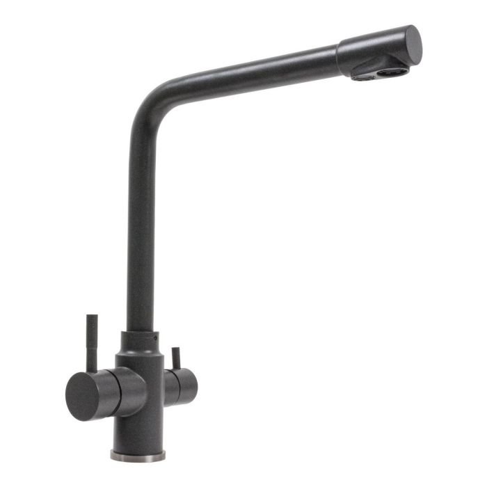 Смеситель под фильтр Platinum KT 8201 (8626) поворотный, двухрычажный из нержавеющей стали, Морион