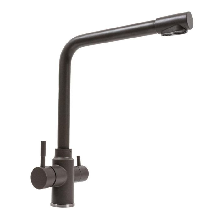 Смеситель под фильтр Platinum KT 8201 (8626) поворотный, двухрычажный из нержавеющей стали, Темная скала