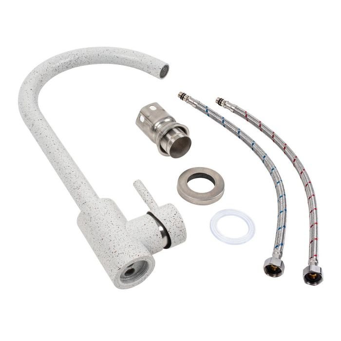 Смеситель кухонный Platinum 56 B NESP (3008 А) поворотный, однорычажный из нержавеющей стали, Топаз