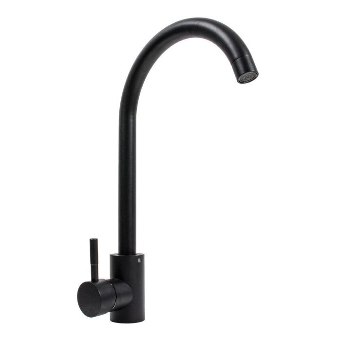 Смеситель кухонный Platinum 56 B NESP (3008 А) поворотный, однорычажный из нержавеющей стали, Черный матовый