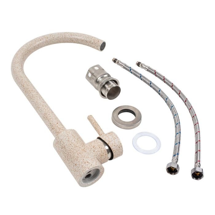 Смеситель кухонный Platinum 56 B NESP (3008 А) поворотный, однорычажный из нержавеющей стали, Сафари