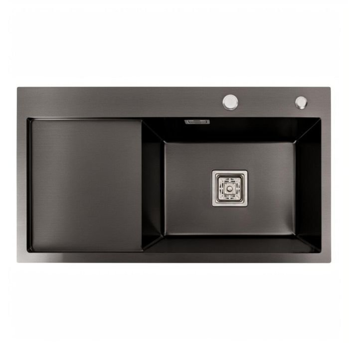 Мойка pvd Platinum handmade 780x430x220 L черная нержавейка (квадратный сифон 3,0/1,0)