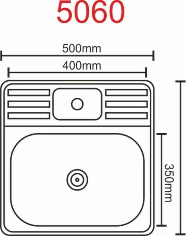Кухонная мойка Рlatinum 5060 из нержавеющей стали 0,5 мм, 50x60 см, Прямоугольная, Сатин (000014275)