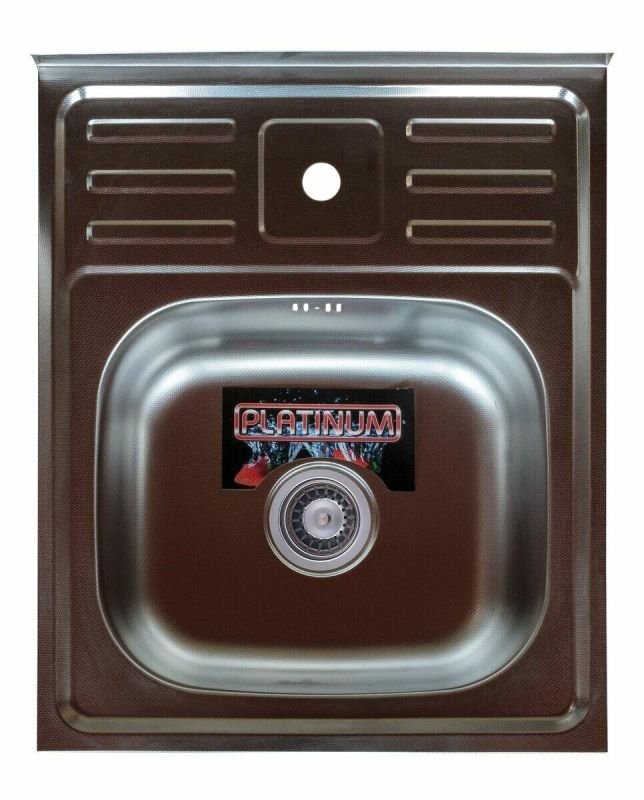 Кухонная мойка Рlatinum 5060 из нержавеющей стали 0,5 мм, 50x60 см, Прямоугольная, Сатин (000014275)