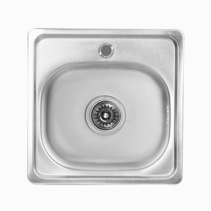 Кухонная мойка Platinum 3838 из нержавеющей стали 0,6 мм, 38x38 см, Квадратная, Сатин (000000217)