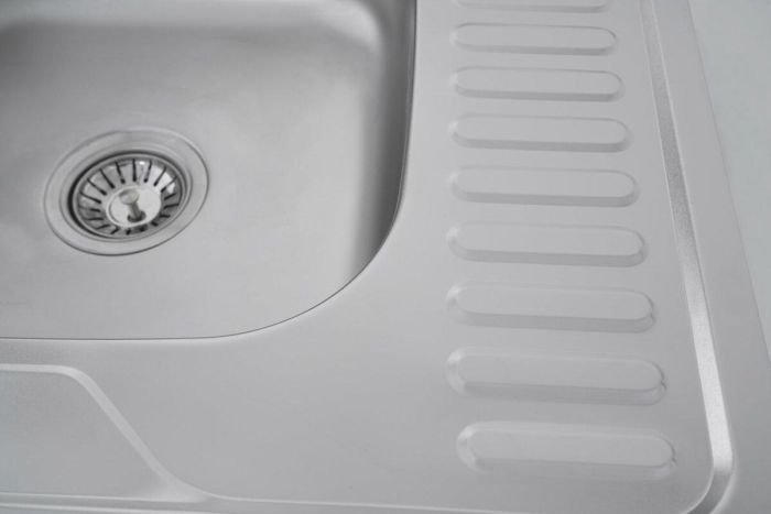 Кухонная мойка Рlatinum 6060 L из нержавеющей стали 0,7 мм, 60x60 см, Квадратная, Сатин (SP000000402)