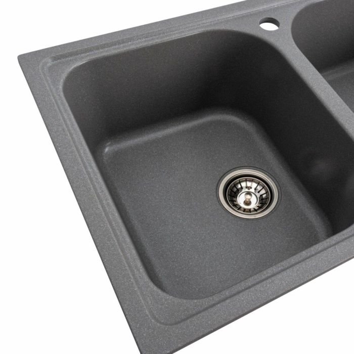 Кухонная мойка Platinum 7950 Equatoria гранитная глянцевая с креплением, 79x50 см, Серый муссон (SP000035797)