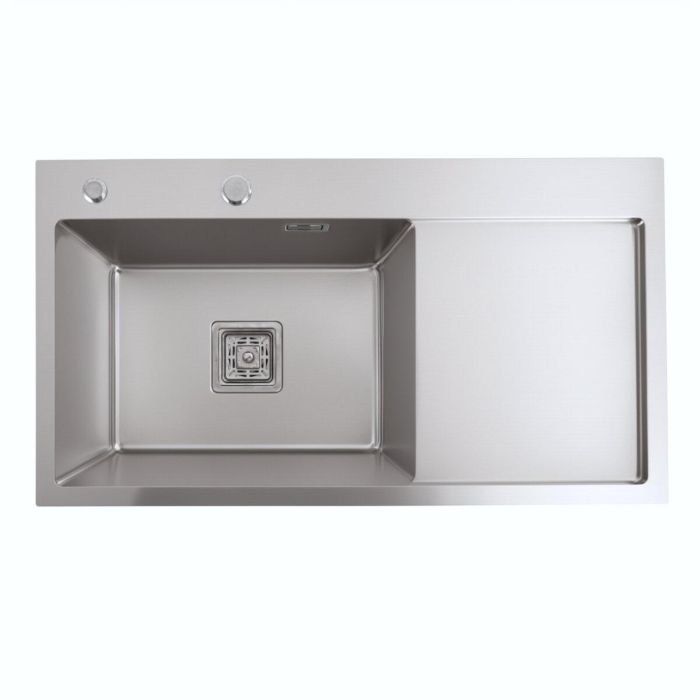 Кухонная мойка Platinum Handmade 780х430х220 L из нержавеющей стали 3 мм, Квадратный сифон, Прямоугольная