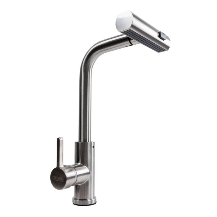Смеситель кухонный Platinum XK08A 2jet однорычажный с выдвижным изливом, Стальной