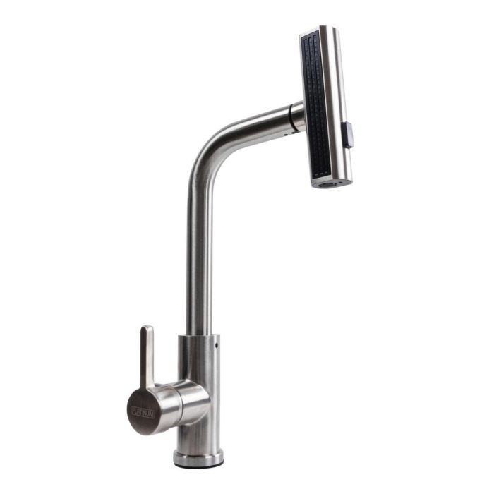 Смеситель кухонный Platinum XK08A 2jet однорычажный с выдвижным изливом, Стальной