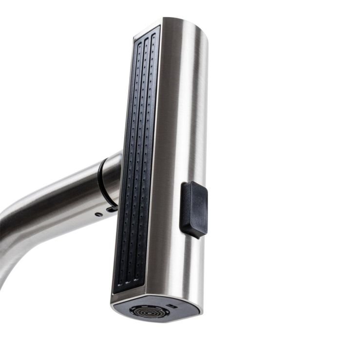 Смеситель кухонный Platinum XK08A 2jet однорычажный с выдвижным изливом, Стальной